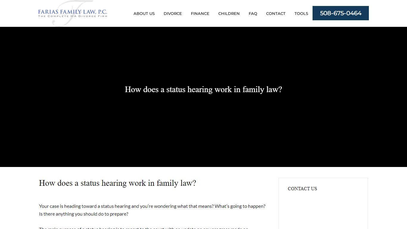 How does a status hearing work in family law?